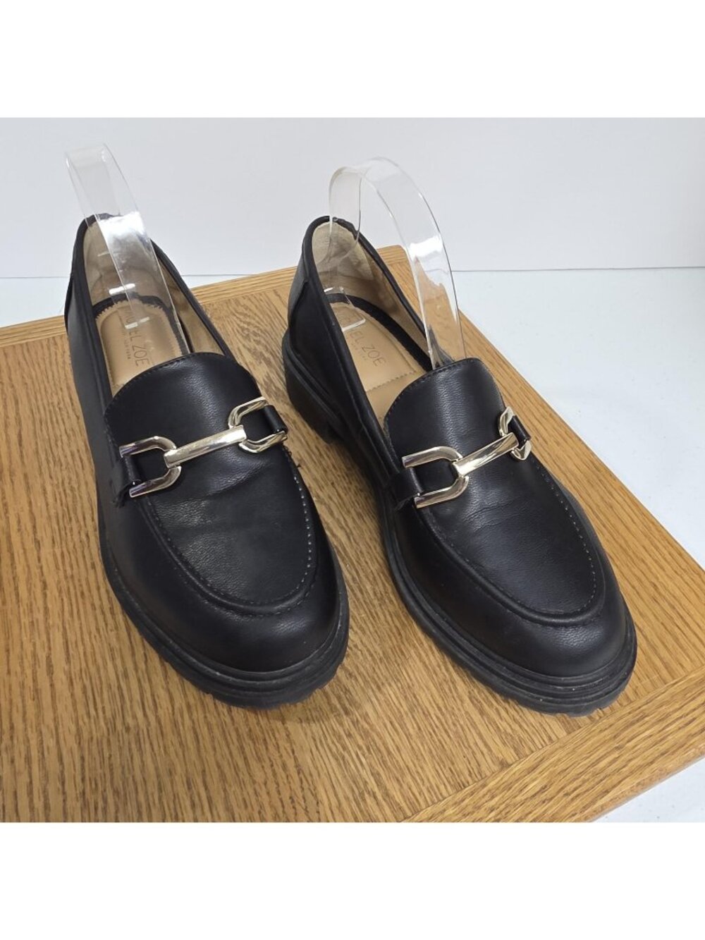 Rachel Zoe Shoes Womens Size 8.5 Black Mila Loafers Lug Sole Horsebit 93267